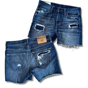 Dark Blue Distressed Hollister Denim Cut Off Shorts Size 28 Women
